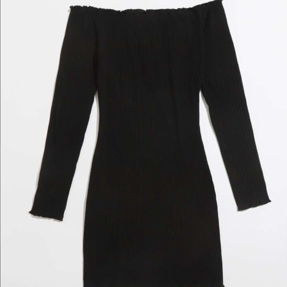 Button Front Lettuce Edge Bardot Dress